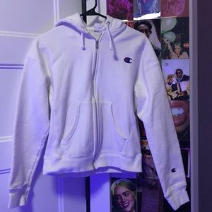 White hooded champion jacket